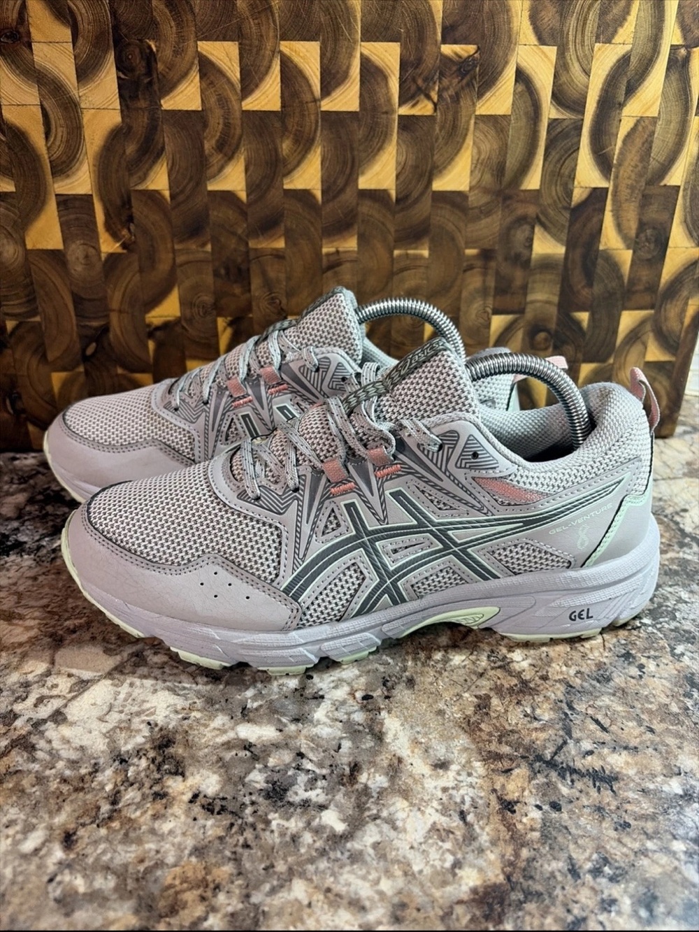 Asics Light Gray and Mint GEL Running Shoes